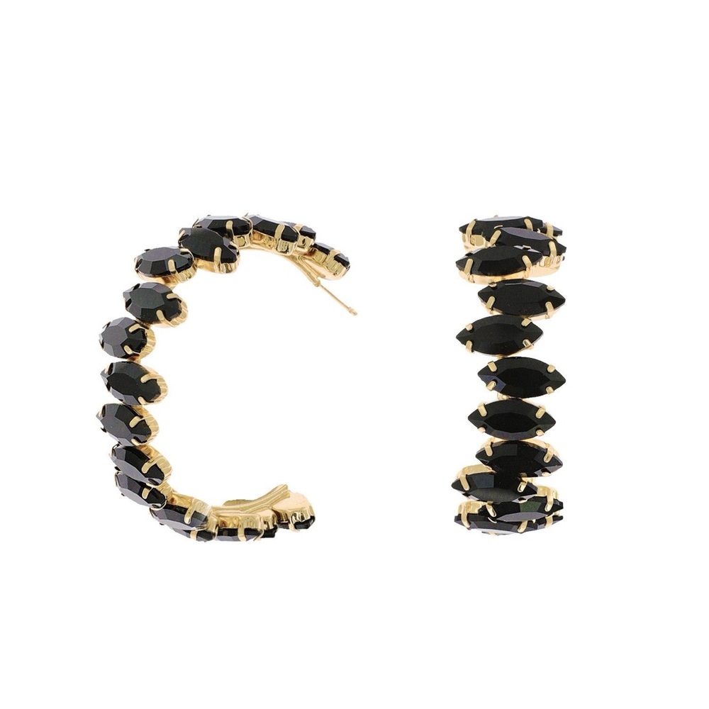 Crystal Gem Hoop Earrings